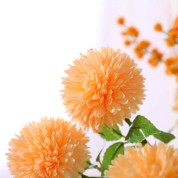 MEALULAND 10 Pcs Artificial Pompon Mum Flowers (Orange)