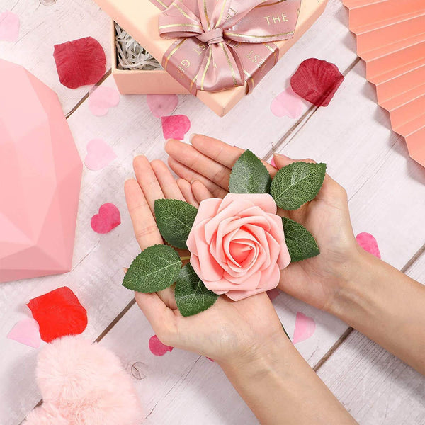 MEALULAND 25 Pcs Artificial Foam Rose Flowers (pink)