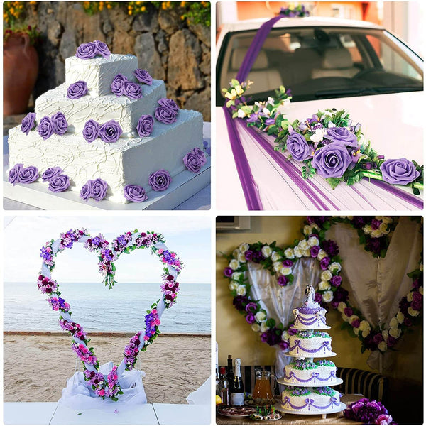 MEALULAND 25 Pcs Artificial Foam Rose Flowers (purple)