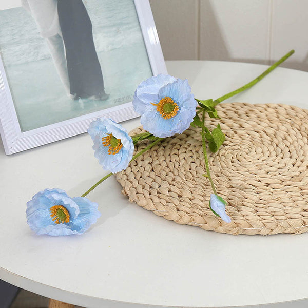 MEALULAND 10pcs Artificial Common Poppy Blue