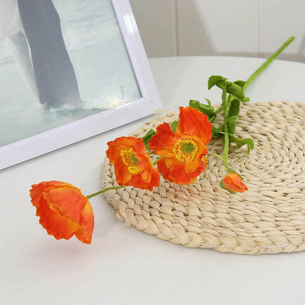 MEALULAND 10pcs Artificial Common Poppy Orange