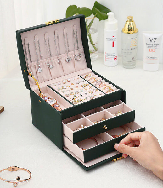 MEALULAND 1pcs Three Layer Jewelry Organizer with Double Drawer JS0007-white