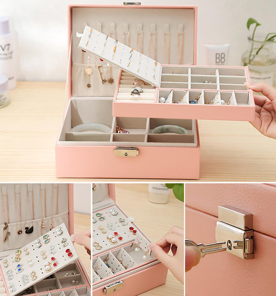 MEALULAND 1pcs Double Layer Jewelry Organizer JS0003-pink