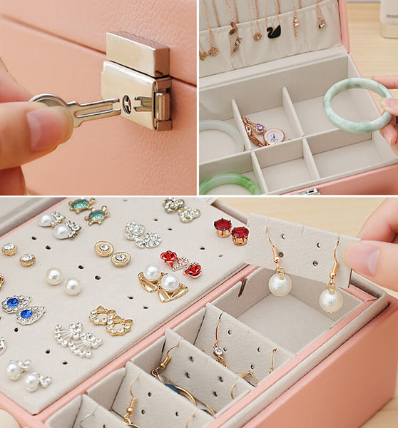 MEALULAND 1pcs Double Layer Jewelry Organizer JS0003-white