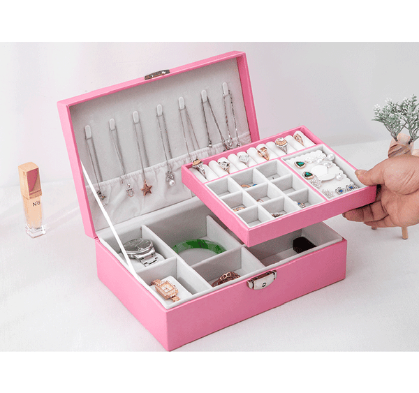 MEALULAND 1pcs Double Layer Jewelry Organizer JS0008-pink