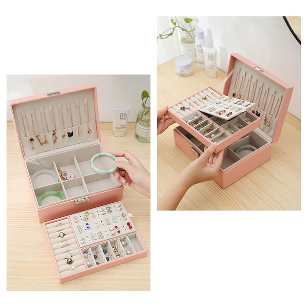 MEALULAND 1pcs Double Layer Jewelry Organizer JS0003-pink