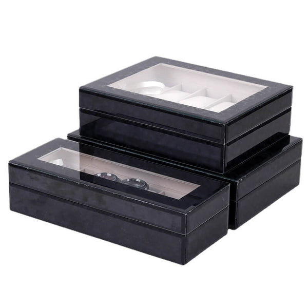 MEALULAND 1pcs 6 Slot Glass Style Watch Organizer Black