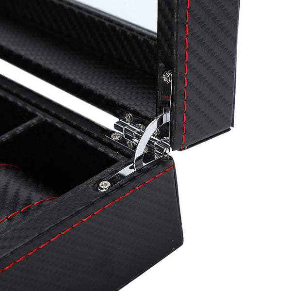 MEALULAND 1pcs 5 Slot Carbon Fiber Pattern PU Leather Watch Organizer