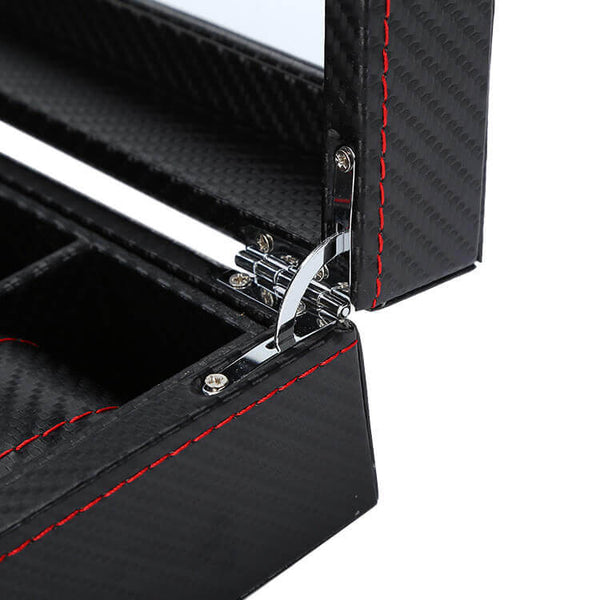 MEALULAND 1pcs 12 Slot Carbon Fiber Pattern PU Leather Watch Organizer